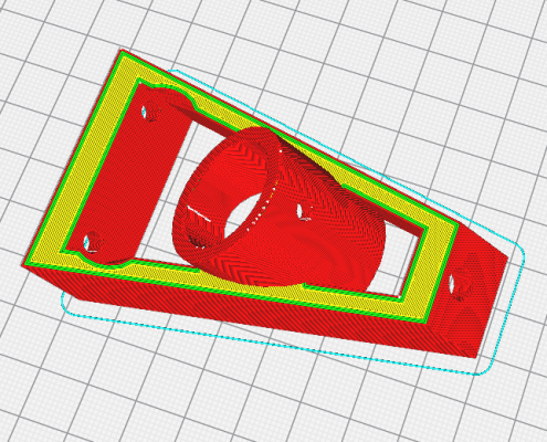 Vorschau des geslicten Modells für die Laser-Halterung Vorschau des geslicten Modells für die Laser-Halterung