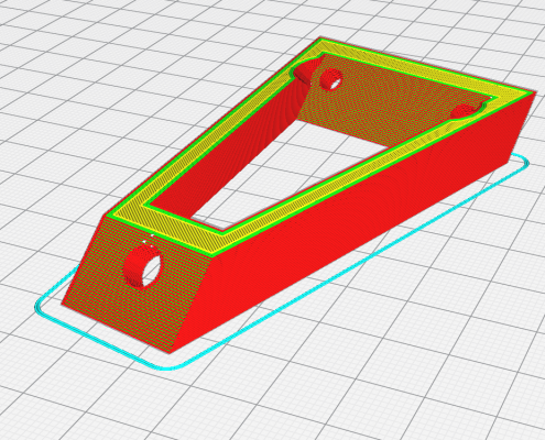 Vorschau des geslicten Modells für die Ringlicht-Halterung Vorschau des geslicten Modells für die Ringlicht-Halterung