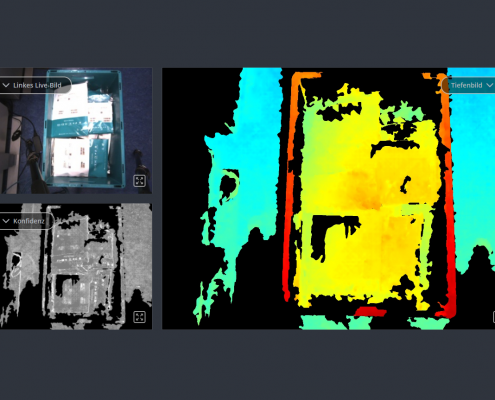 Aufnahme und Berechnungen der Stereokamera bei eingeschaltetem Ringlicht Aufnahme und Berechnungen der Stereokamera bei eingeschaltetem Ringlicht