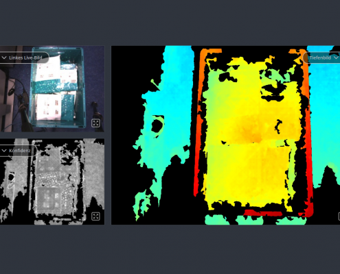 Aufnahme und Berechnungen der Stereokamera bei eingeschaltetem Ringlicht und Laser Aufnahme und Berechnungen der Stereokamera bei eingeschaltetem Ringlicht und Laser